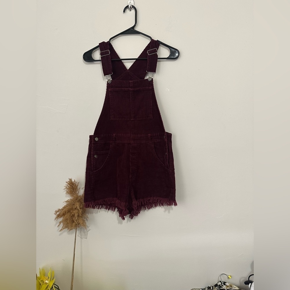 Brandy Melville Deep Red Corduroy Romper